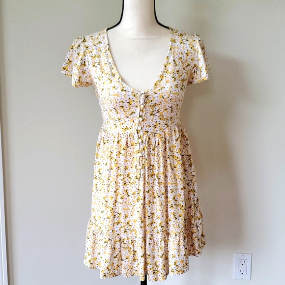 Aéropostale Yellow Floral Mini Dress Size XS - Picture 1 of 6